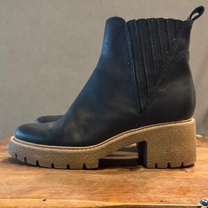 Dolce Vita Black Ankle Boots with Chunky Tan Sole